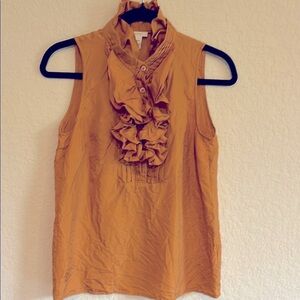⭐️JCrew Burnt Orange Silk Ruffle Neck top